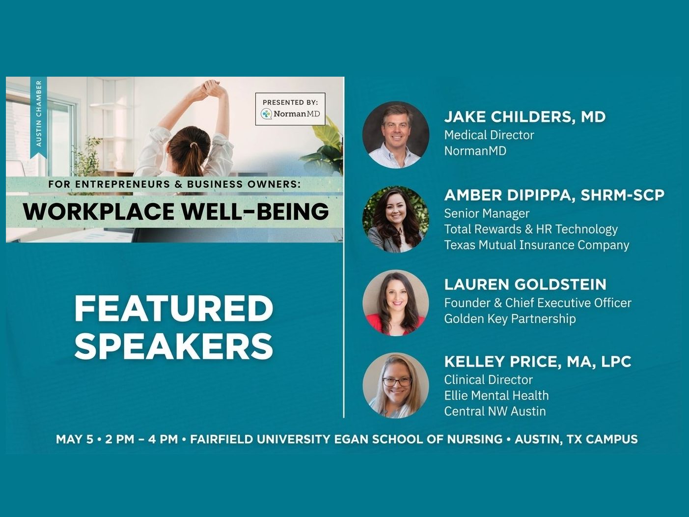Join Me at the Greater Austin Chamber Workplace Wellbeing Panel